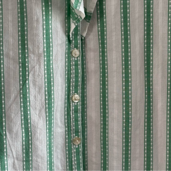 LOFT Green & White Striped Ruffle Blouse Size Xl - Picture 7 of 10